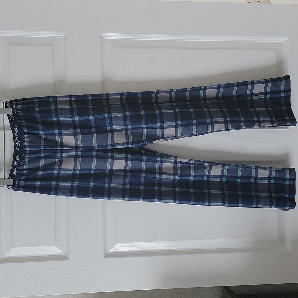 Calvin Klein Boys Blue Plaid Pajama Pants Size Large 10/12